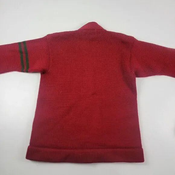 Vintage 50s 60s Wool Trojan Red Cardigan Sweater Made In Bay City, Michigan Sz M